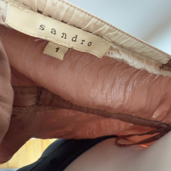 SANDRO Silk Coquette Dusty Pink Sleeveless Romantic Top Cami sz 1 / S - Picture 4 of 5